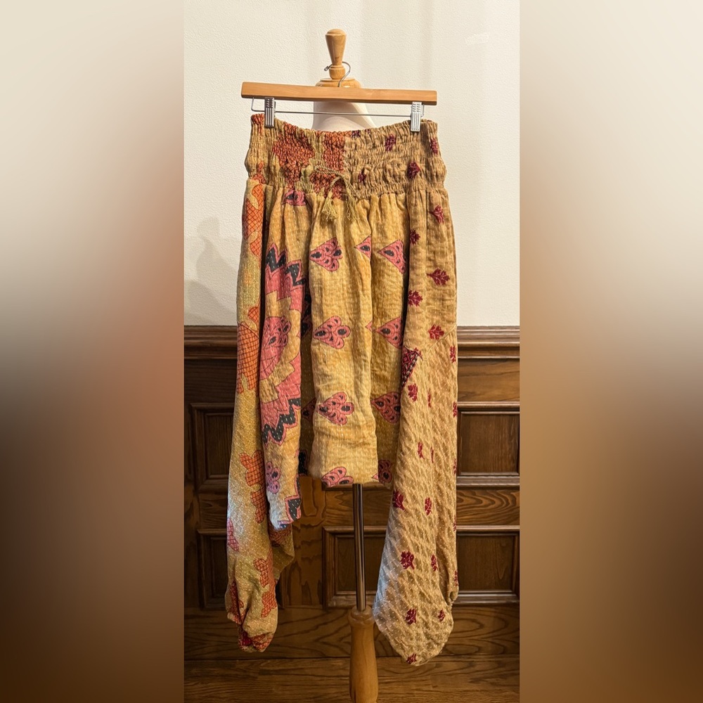 Kantha Bae Womens Patchwork Harem Pants Free Size Multicolor Hippie Oversized